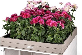 Large Design XXL Universal Robotic Lawnmower Garage with Water Drain Wooden Home Lawn Mower Robot Flat Garage 78.5 x 96 x 57 cm Grey