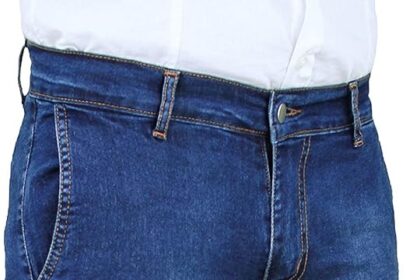 Evoga Men's Cargo Jeans Blue Denim Casual Slim Fit with Side Pockets