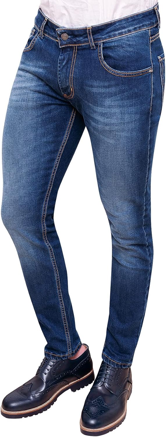 Evoga Men's Jeans Slim Fit Slim Fit Trousers Blue Denim Casual