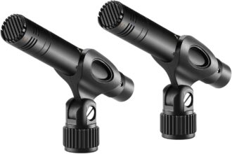 Neewer - Pack of 2 Condenser Microphones with Interchangeable Omni Cardioid and Super Cardioid Foam Capsules for Front Glass and Acoustic Wind Instrument Case