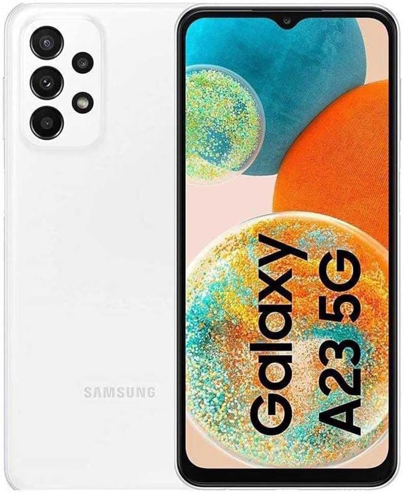 Samsung Galaxy A23 5G Android 12 Smartphone, Infinity-V Display 6.6''¹, 4GB RAM and 128GB of Expandable Internal Memory², Battery 5000 mAh³, Awesome White