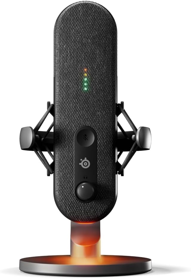 SteelSeries Alias Mic USB for PC - 3x Larger Capsule for Gaming, Streaming and Podcasting - AI Noise Cancellation - LED for Mute and Level Monitoring - Shockproof Stand