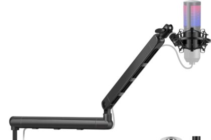 CAHAYA Low Profile Microphone Arm - Professional Super Sturdy (Load 2.5 kg) with Extension Rod, Ultra-Stable Aluminium Alloy for Podcasts, Streaming and Heavy Microphones