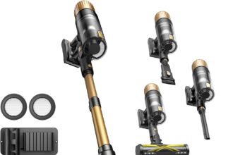 Ultenic U15 Cordless Vacuum Cleaner, 550W 50kPa, 65min Runtime, Green Light, Free Standing and Flat 180° Anti Knot, Vacuum Cleaner for Home/Hard Floor/Carpet/Hair