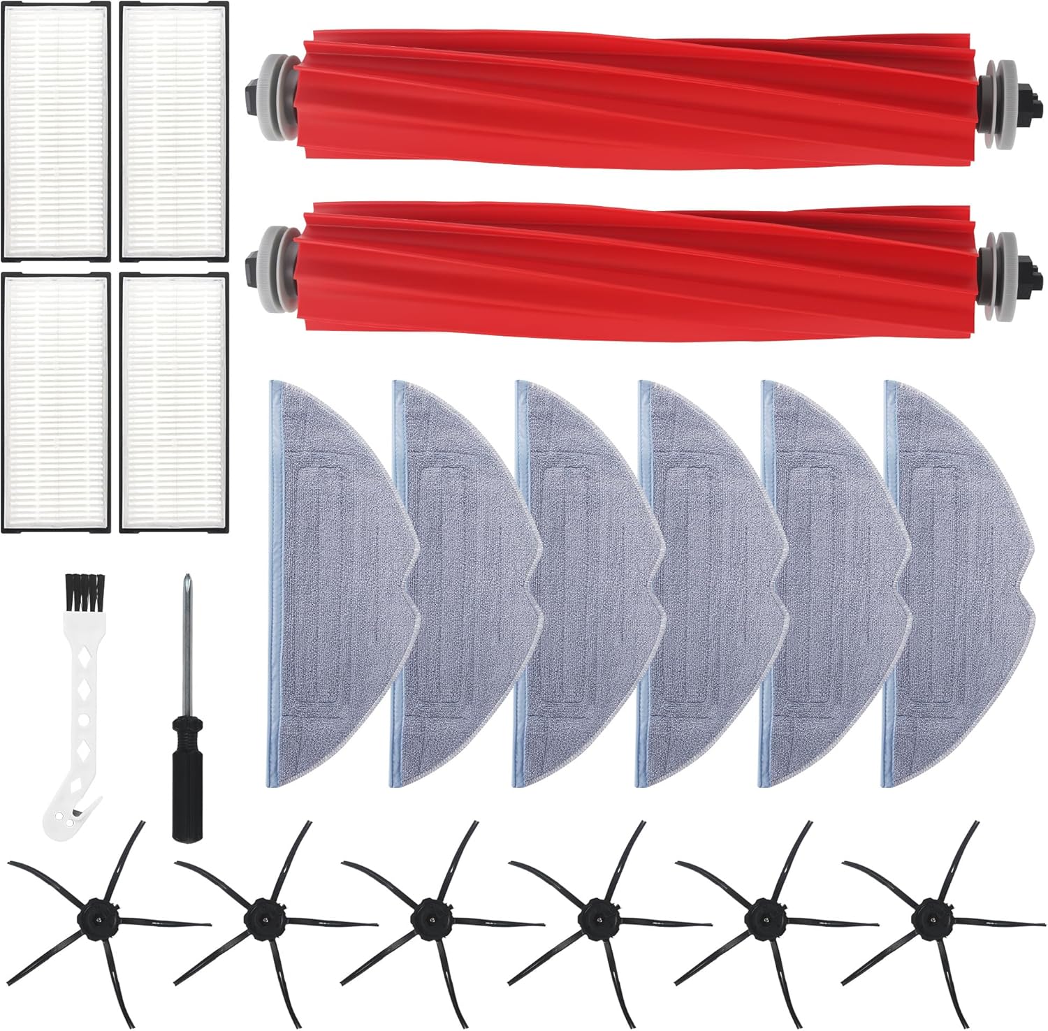 Roborock S7 S7 MaxV S7 MaxV S7 MaxV Ultra S7 Plus S7 Pro Ultra, 2 x Main Brushes, 6 x Side Brushes, 6 x Brushes, 4 x Filters, 1 x Brush and 1 x Screwdriver for Roborock S7