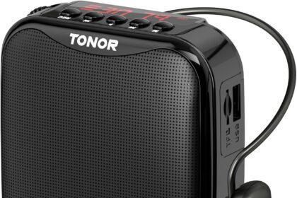 TONOR 15W Portable Voice Amplifier for Teachers, Bluetooth Voice Amplifier with Microphone for Wireless Headphones, Rechargeable PA System for Teaching/Fitness Instructors/Speech, 25M
