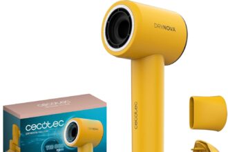 Cecotec DryNova Yellow Sun Compact and Lightweight Hair Dryer, 1600W, 110000RPM, Brushless Motor, Diffuser and Concentrator, Ion Generator, Silent and Durable, 4 Temperature Settings