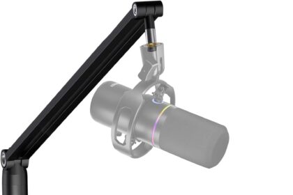 Microphone Arm, 360° Rotating Low Profile Microphone Stand, Foldable Microphone Arm with 4 Uses, Supports up to 1.5kg, with 3/8'' to 5/8'' Adapter for Blue Yeti