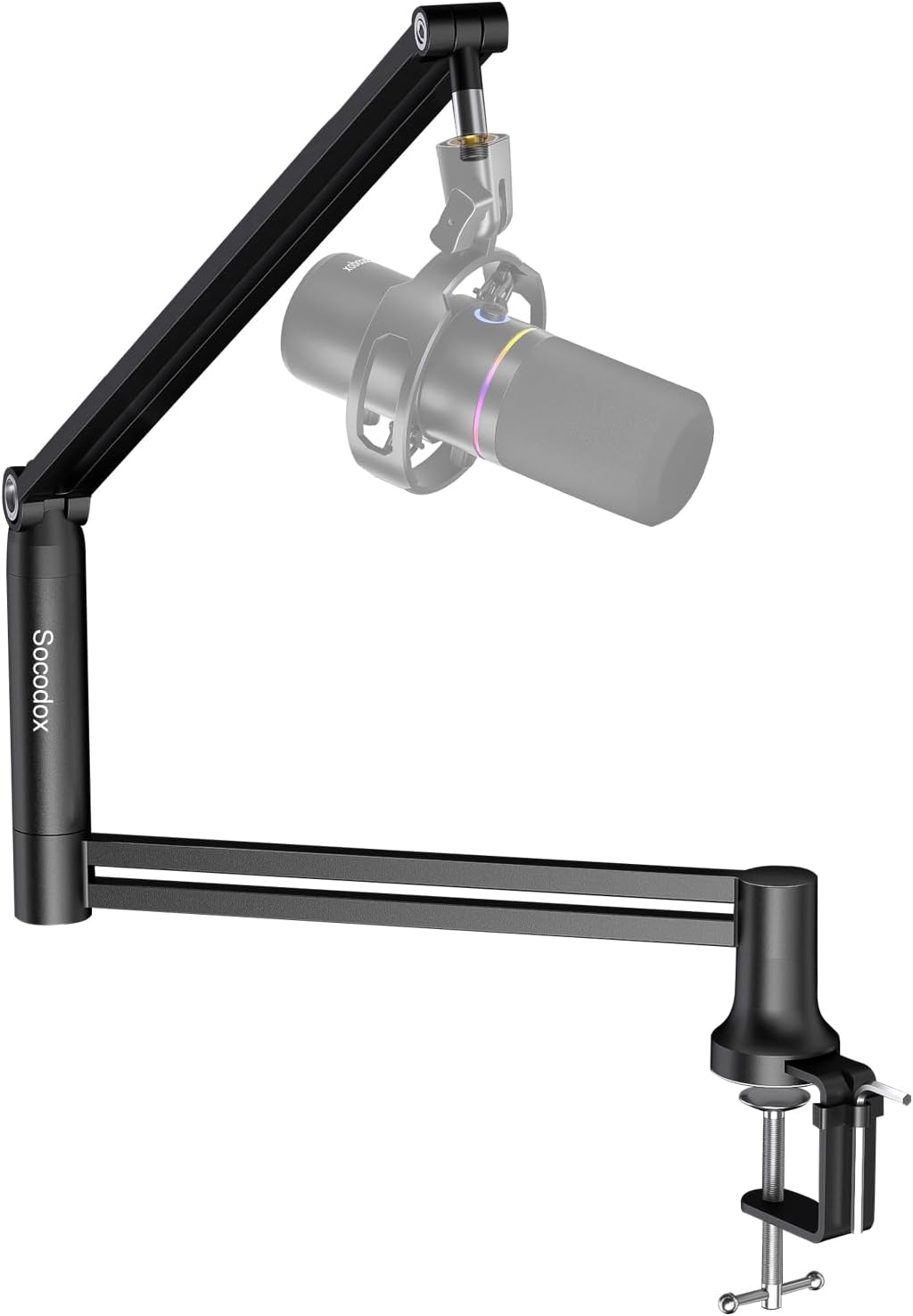 Microphone Arm, 360° Rotating Low Profile Microphone Stand, Foldable Microphone Arm with 4 Uses, Supports up to 1.5kg, with 3/8'' to 5/8'' Adapter for Blue Yeti