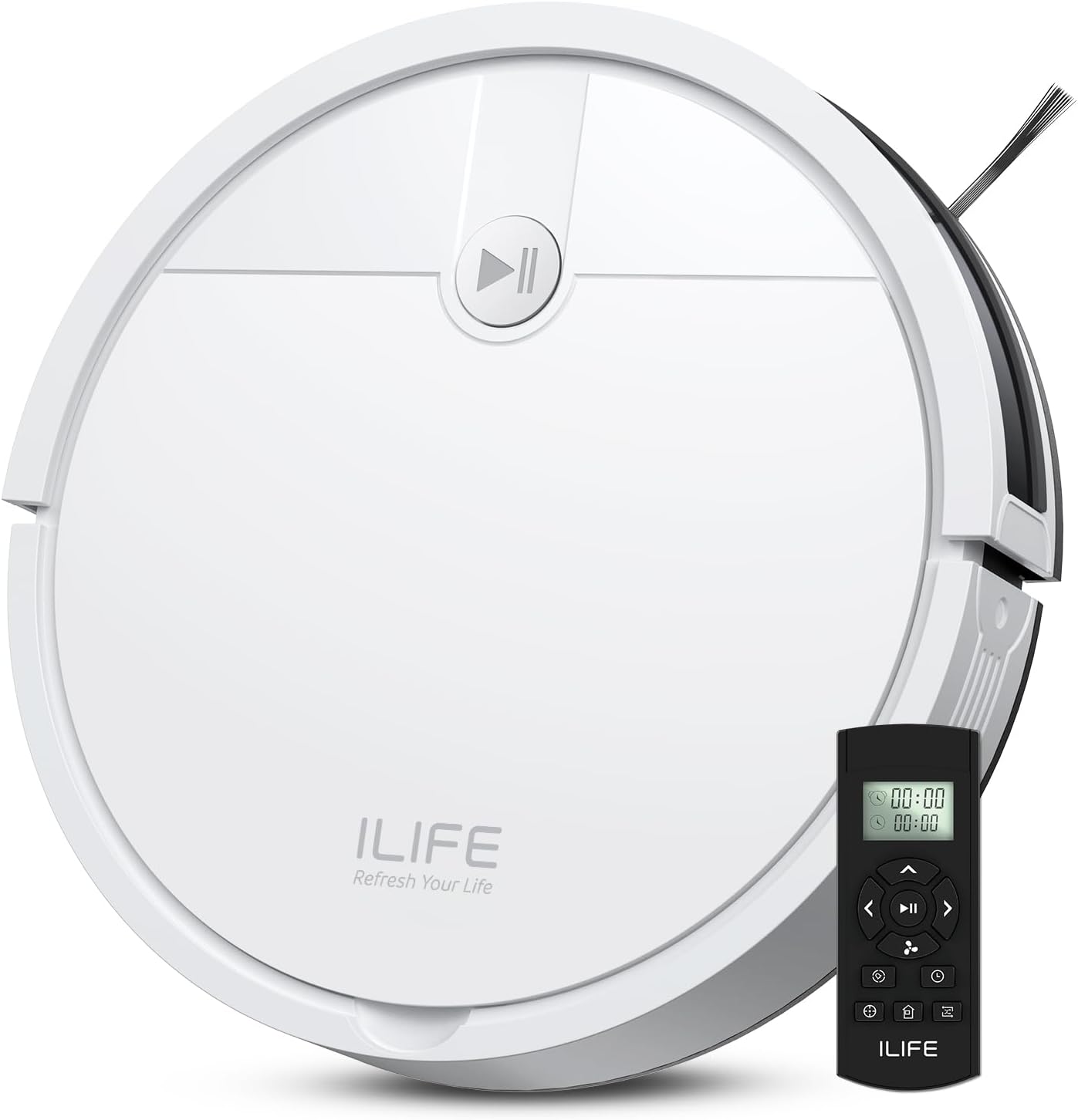 ILIFE V2 Knotless Suction Robot Vacuum Cleaner, 120 Minutes Runtime, Slim Robot Vacuum Cleaner with Automatic Recharge, Ideal for Pet Hair and Hard Floors