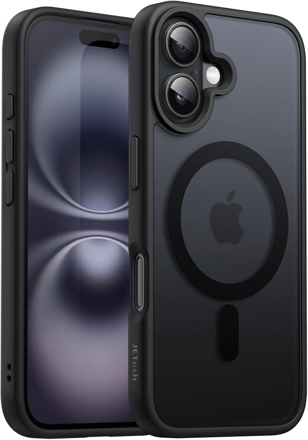 JETech Magnetic Cover for iPhone 16 6.1 Inches Compatible with MagSafe, Translucent Matte Retro Slim Shockproof Mobile Phone Case (Black)