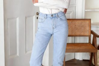 Women's Fashion Casual Jeans High Waist Tapered Classic Jeans Jeans with Pockets