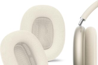 Geekria Mesh Fabric Comfortable Replacement Ear Pads Compatible with Apple AirPods MAX (A3184) Headphones (White)