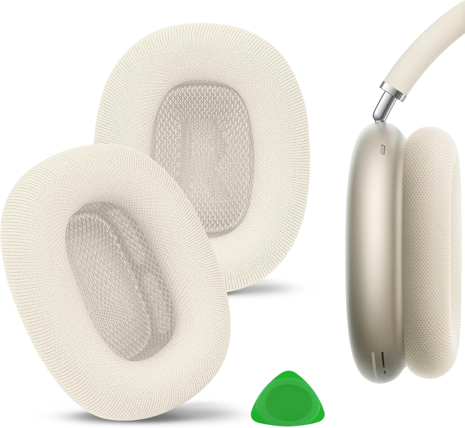 Geekria Mesh Fabric Comfortable Replacement Ear Pads Compatible with Apple AirPods MAX (A3184) Headphones (White)