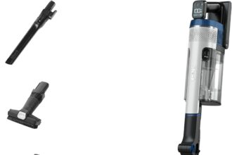 Shark Stratos Pet Pro Stick Cordless Vacuum Cleaner with Anti Hair Wrap Plus, Clean Sense IQ, DuoClean, 60 Minutes, Removable Battery, 4 Accessories, Anti-Allergy, White/Navy Blue IZ402UKTSB