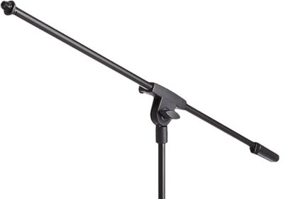 Amazon Basics Microphone Holder Stand with Tripod, Up to 218 cm, Tiltable and Adjustable, Ultra-Light Steel, Transportable, Compatible with Adapter from 95 mm to 160 mm, Black