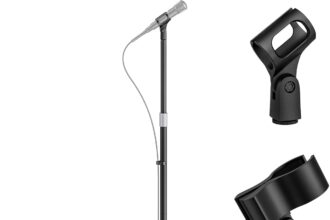 Supporto per microfono, supporto universale staccabile per microfono con base compatta, regolabile in altezza da 55 cm a 170 cm, 2 clip universali per microfono Blue Yeti/Shure SM7B/Samson