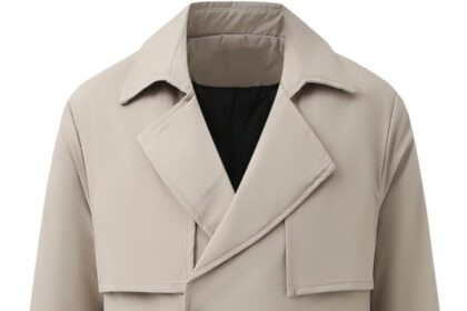 Allthemen Trench Coat Men's Double Breasted Classic Business Coat Medium Length with Belt Parka Revers