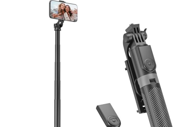 180 cm Smartphone Tripod, Selfie Stick with Wireless Remote Control, Portable Extendable Tripod for Smartphones Phone Holder Compatible with iPhone/Samsung/GoPro/Camera