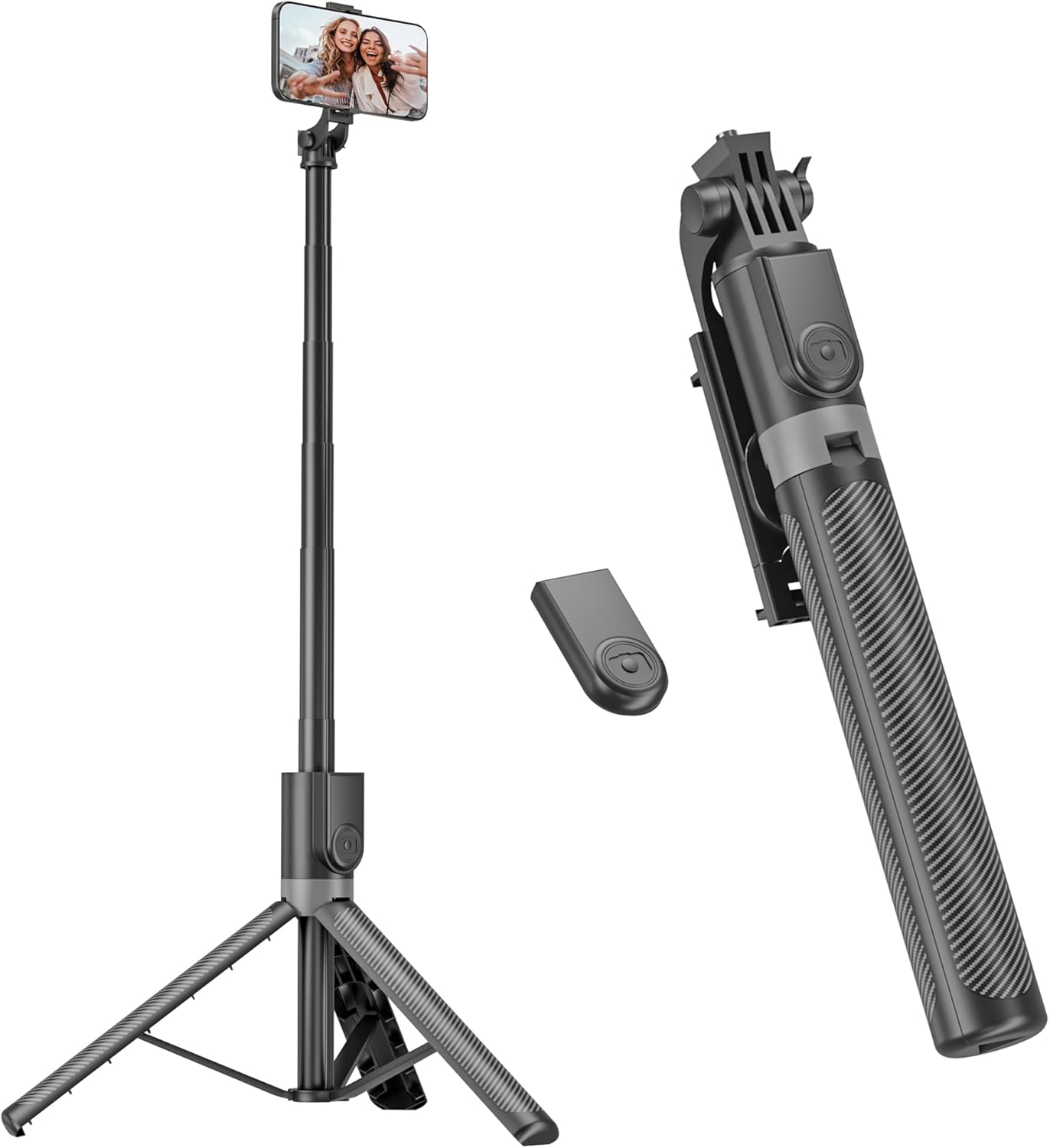 180 cm Smartphone Tripod, Selfie Stick with Wireless Remote Control, Portable Extendable Tripod for Smartphones Phone Holder Compatible with iPhone/Samsung/GoPro/Camera
